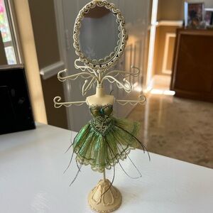 Decorative Green Dress Form Jewelry Stand with Mirror